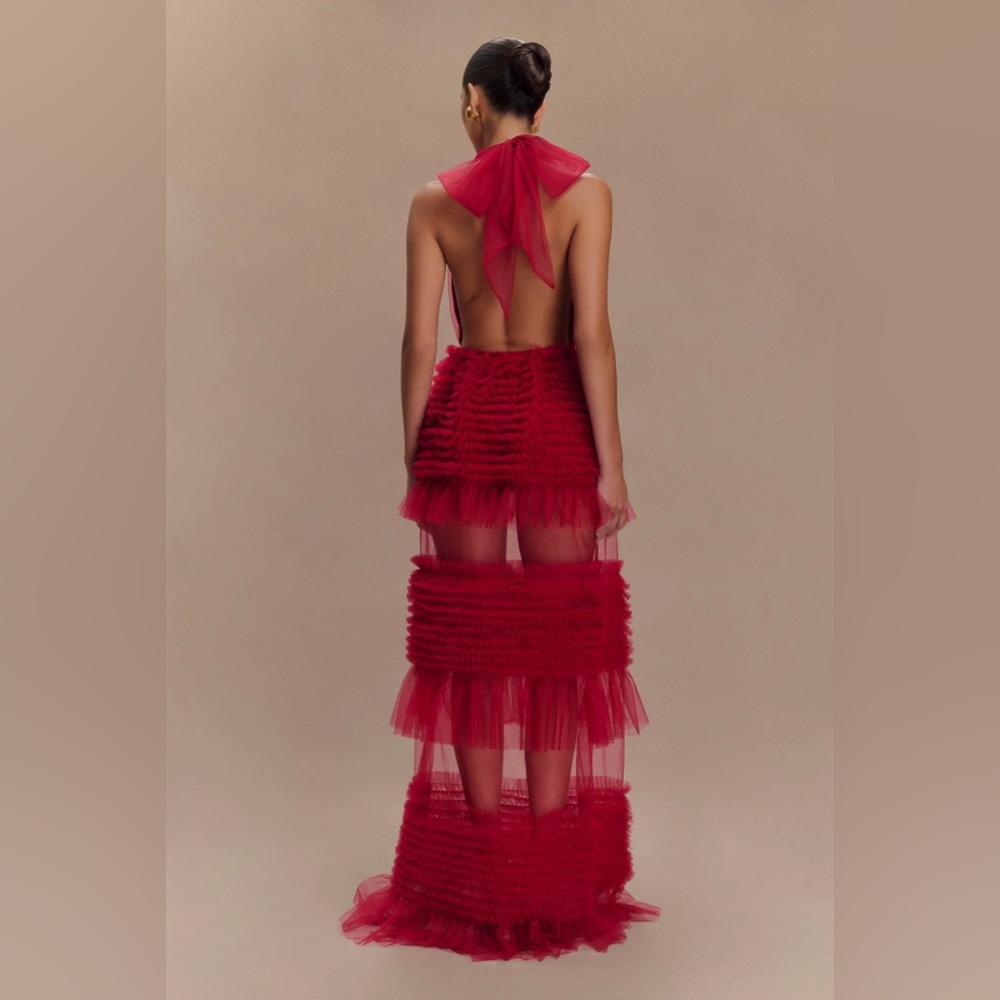 Meshki Minka Ruffle Halter Dress NWOT - Picture 5 of 11